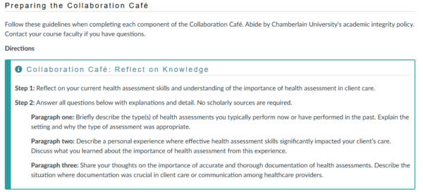 NR305 Week 1 Health Assessment Skills