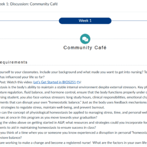 BIOS251OX Week 1: Discussion: Community Café