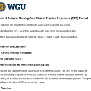 CEM2 — CEM2 Task 1: Clinical Practice Experience