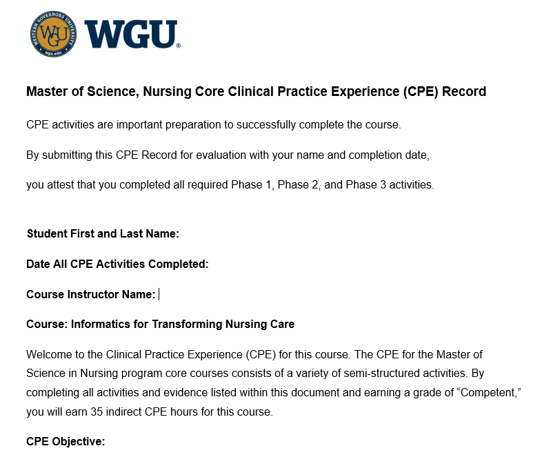 CEM2 — CEM2 Task 1: Clinical Practice Experience