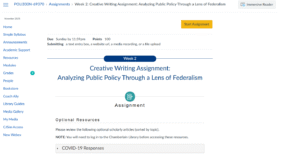 POLI330N Week 2: Creative Writing Assignment: Analyzing Public Policy Through a Lens of Federalism