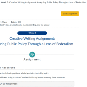POLI330N Week 2: Creative Writing Assignment: Analyzing Public Policy Through a Lens of Federalism